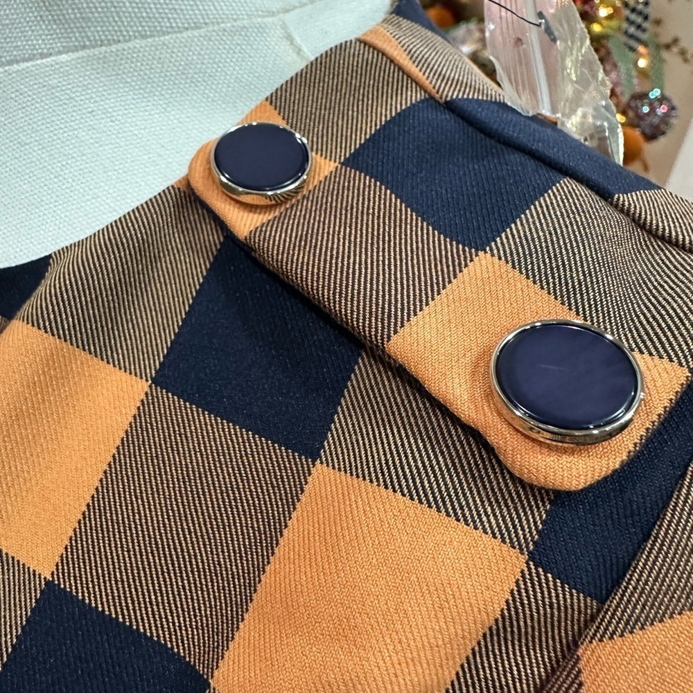 Do + Be Orange and Navy Plaid Women's Blouse size small - Picture 6 of 7